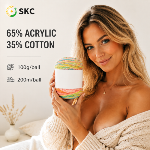 65% acrílico 35% algodão fio slub tingido anel girado misturado tricô mão tricô ecológico anti-pilling 100g bordado