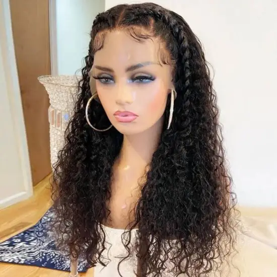 Sunlight free sample virgin brazilian 12a grade virgin human hair indian hair wigs wig pre pluck front lace wig water wave