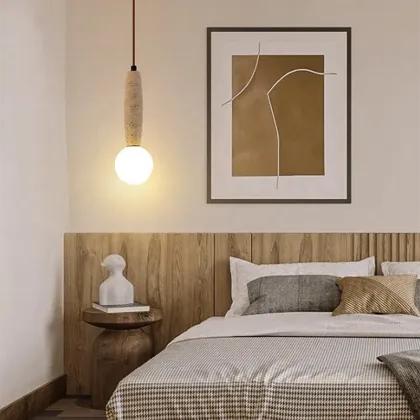 Modern Simple Stone Bedside Pendant Light for Bedroom/Kitchen