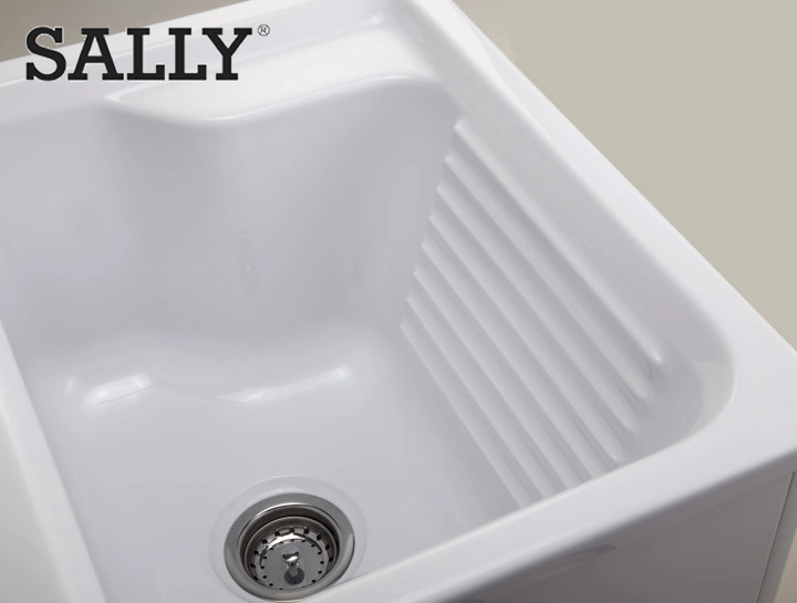 Sally White Acrylic 33.8x22.8x10.4 pulgadas Gabinete de tocador de tocador lavado de lavado de lavado de doble tazón para baño o cocina