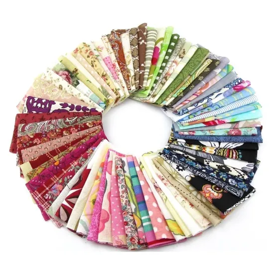 CNIM Hot Fabric Patchwork Craft Cotton Material Batiks Mixed Squares Bundle, 10 x 10cm, 50-Pack