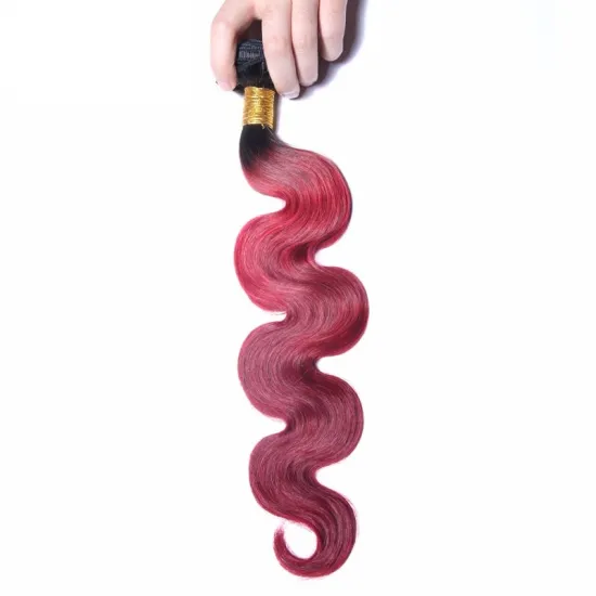 2019 New Style 2Tone Ombre 1B Red Best Price Top Quality Expression Hair attachment Brazilian Body Wave Remy Hair Weave Bundles