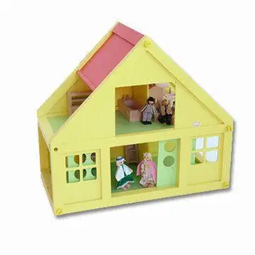 Toy Doll, Composed of Woody House, Girl Doll and Boby Doll, Available in Yellow