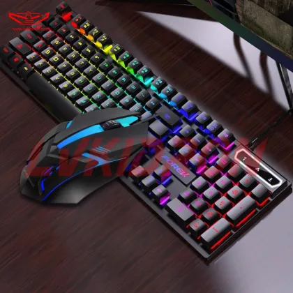 LVKI-Q305S Wired Glow Gaming Keyboard and Mouse Set: Waterproof Mechanical Keyboard with Laser Carving Keycap and Ergonomic Mouse