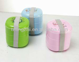 3-layer plastic lunch box with different colors