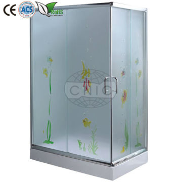 Painted glass shower enclosure