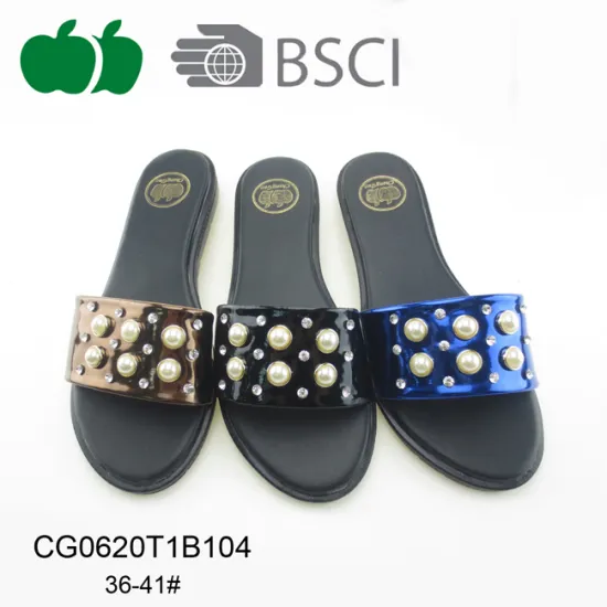 2017 Ladies Fancy Beautiful Pu Slippers