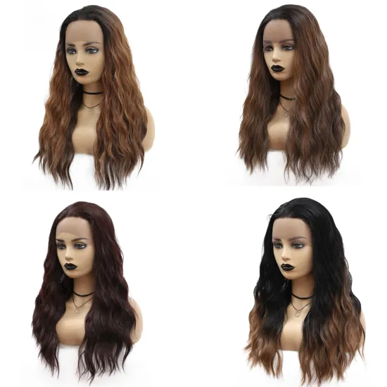 X-TRESS Heat Resistant Synthetic Lace Front Wigs Ombre Brown Black Color Natural Wave Long Free Part Hair Wig For Black Women