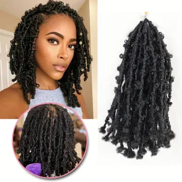 12inch 24inch Distressed Nu Locs Crochet Hair Butterfly Bob Faux Locs Crochet Braids Hair Black Messy Soft butterfly locs