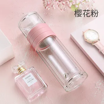 Amazon Essentials: Hot Pink Leak-Proof 8.5 oz Double Wall Glass Water Bottle