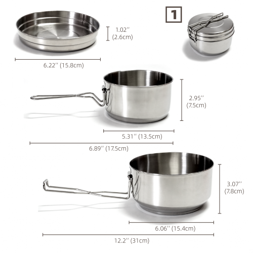 Foldable Heat-Resistant Handles Stainless Steel Camping Pots