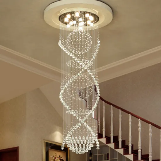 Rotating Staircase Light Crystal Chandelier for Living Room and Lobby