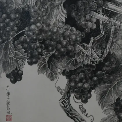 Pen painting of atmospheric background wall