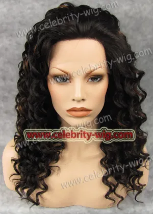 Dark Brown Highlight Medium Length Bounce Wavy Rihanna Synthetic Wig