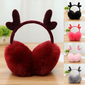 2020 Fashion Women Girl Deer Christmas Elk Fur Winter Ear Warmer Earmuffs Cat Ear Muffs Earlap Glitter Sequin Earmuffs Headband