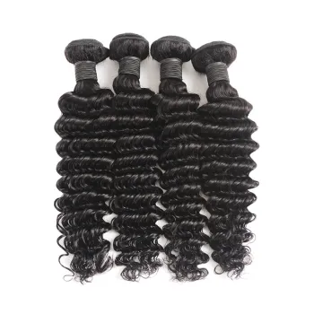 Brazilian Hair Deep Wave Bundles Natural Black 100% Human Hair Bundles Remy Hair Extensions