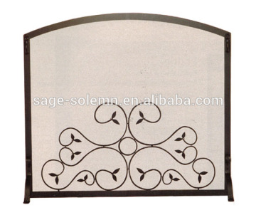 Metal Fireplace Screen with Flower Pattern