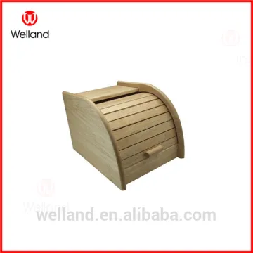 wooden bread box with rolling top