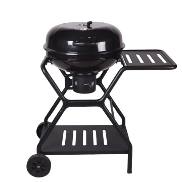 Black Luxury Single Side Table Kettle Bbq Charcoal Grill Trolley Wheels Durable Barbecue Grill