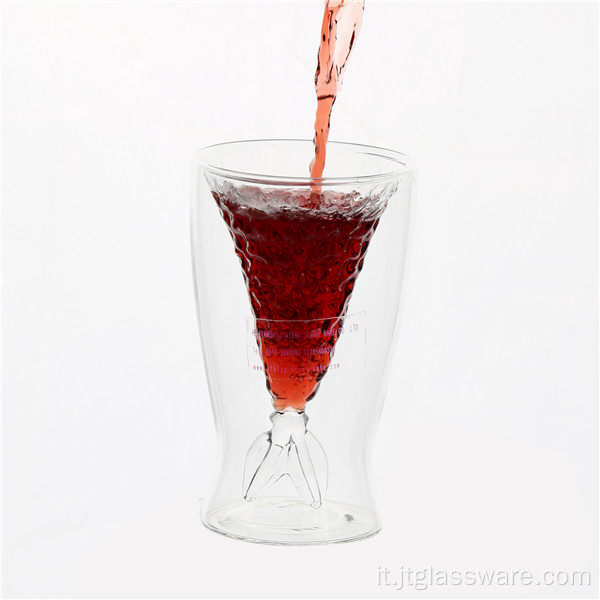 Bicchiere da vino rosso a forma di pesce
