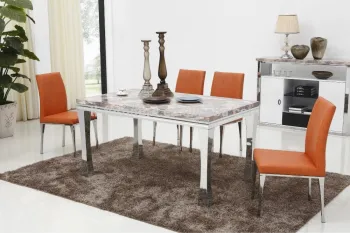 Stailnless and used Chinese commercial restaurant furniture,marble dining table set