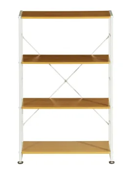 4-Tier Industrial Wood and Metal Open Bookcase