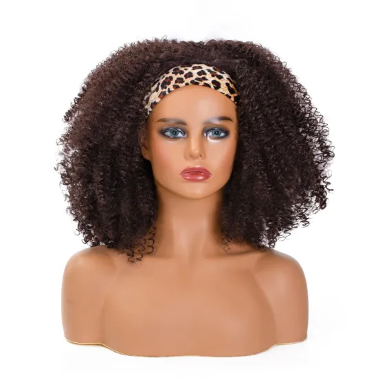 Wholesale headband wigs brown afro kinky curly wigs headband synthetic hair wig for black women