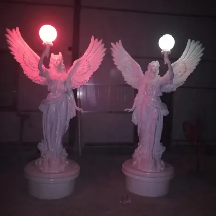 Fast delivery large white fiberglass angel light for decoration