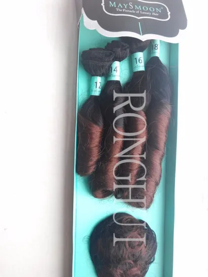 4 pcs and 1 closure spring wave hair extension synthetic ombre brown