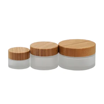 Glass Cream Jar With Bamboo Lid Cosmetic Container