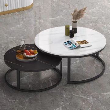 Luxury Modern Round Marble Top Coffee Table for Living Room