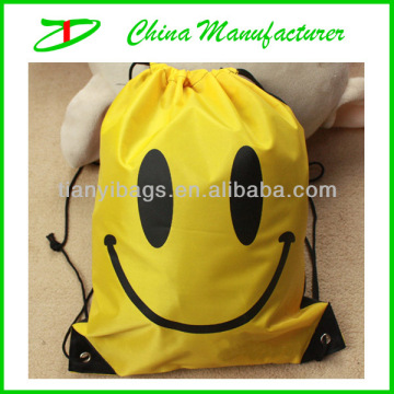 lightweight custom smile drawstring bag wholesale