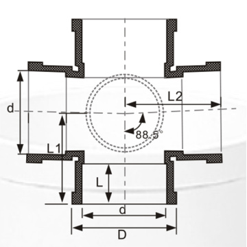 Bs5255 / 4514 Drainage Upvc Cross Dengan Pintu Warna Abu-abu