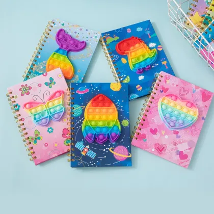 Personalized Silicone Pop It Notebook with Unicorn Cartoon Design: A Stylish Stress Relief Tool for Students
