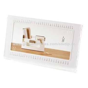 Desktop Calendar with L-shaped, Made of PS, Measures 210 x 55 x 123mm