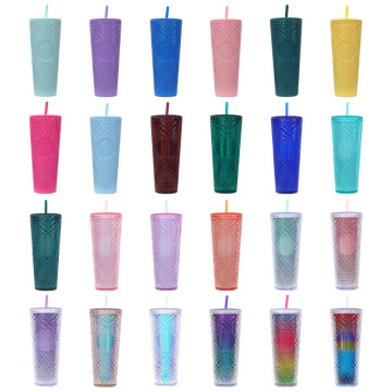 Wholesale BPA Free 24oz/710ml Tumbler Cup with Straw & Lid - Reusable Coffee Mug