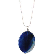 Natural Gemstone Agate Necklace with Silver Chain