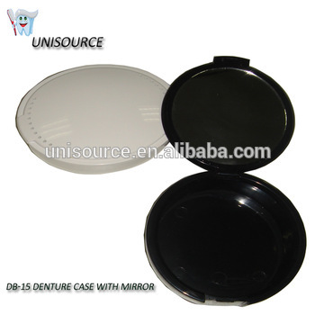 Plastic denture store container, denture store box with mirror