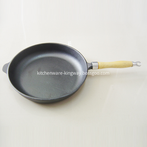 Pre-seasoned Cast Iron Skillet with Wooden Handle 