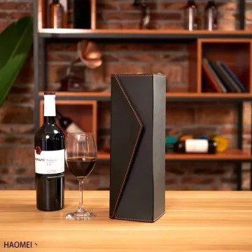Luxury custom logo black PU leather bottle box