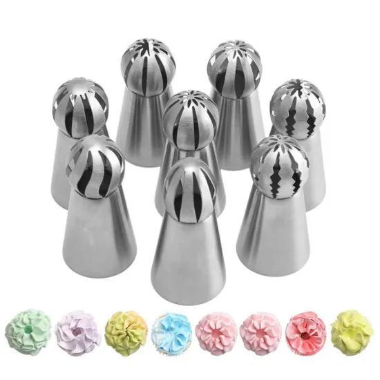 8pcs Stainless Steel Kitchen Ball Shape Bakeware Piping Nozzles Set