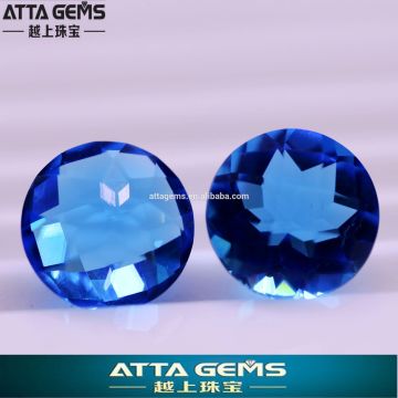 rich quantity cheap gems- aquamarine round checker cut glass