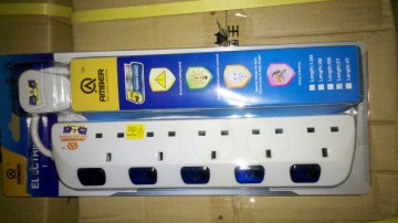 5 outlet 230V Full Surge Protector BS Power Strip