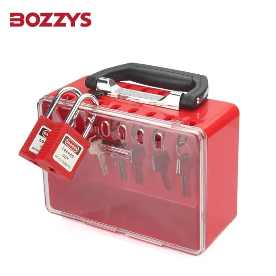 Portable Hand-held Group Lockout Box with Transparent Dust Cover for 8 Padlocks