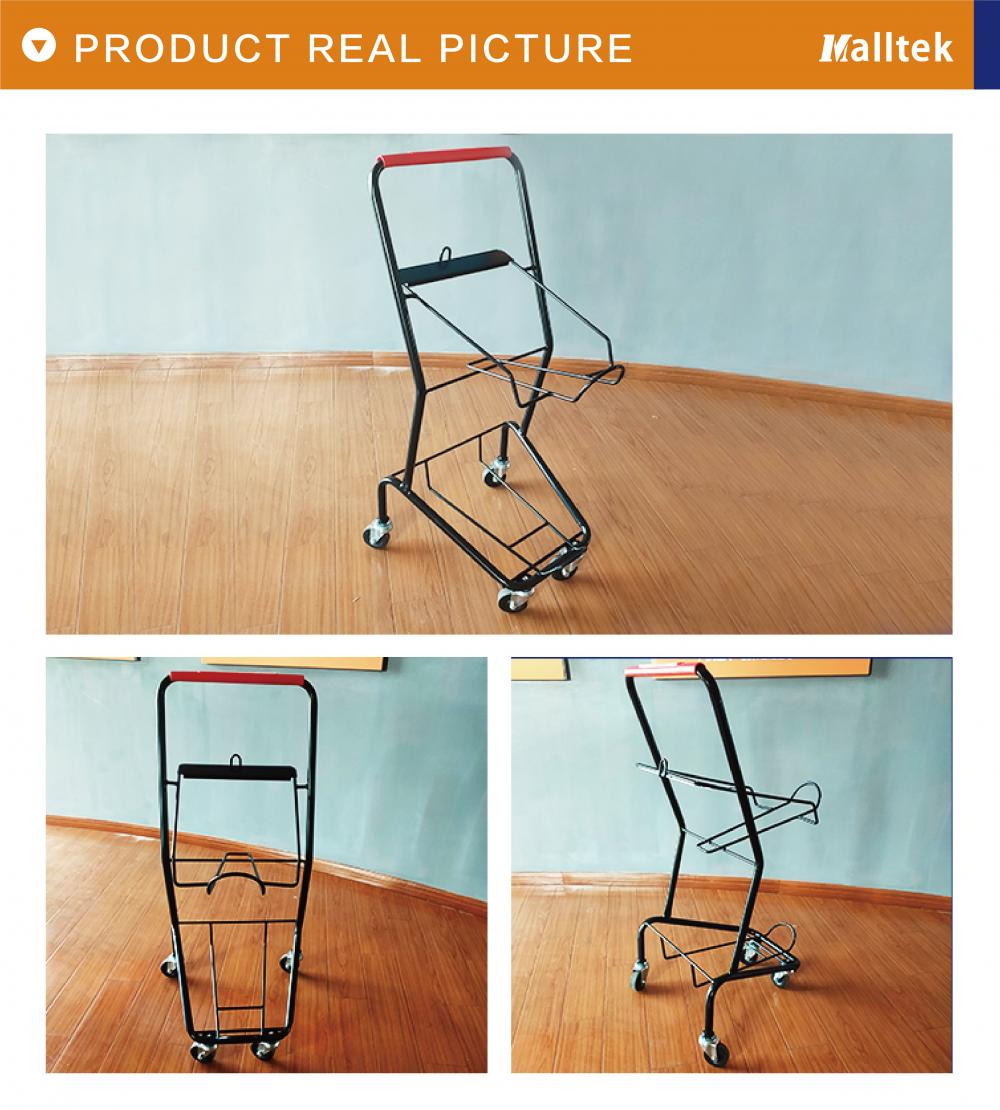 High quality 2 Basket Supermarket Shopping Trolley