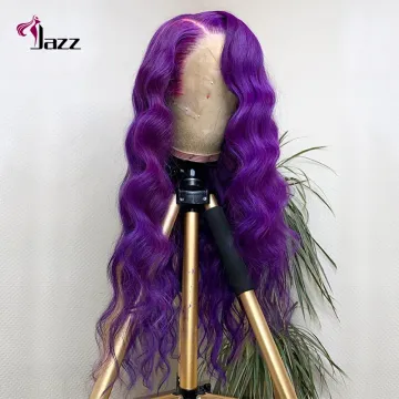 pre plucked 13x4 light purple human hair lace front wigs, 4x4 5x5 hd lace purple human hair lace closure wigs