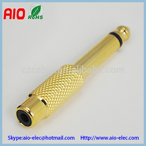 gold plated full metal jacket 6.35mm mono plug to RCA female jack,1/4 male plug to RCA socket