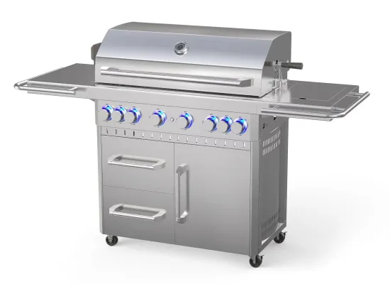 Free Standing Stainless Steel 6 Burners Gas Grill Patio Garden Barbecue