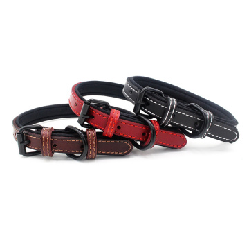 Full Grain Leather Dog Padded Pet Collar