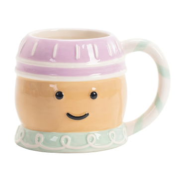 Gingerbread Man 17oz Hand Painted Ceramic Coffee Mug - Christmas Gift for Kids